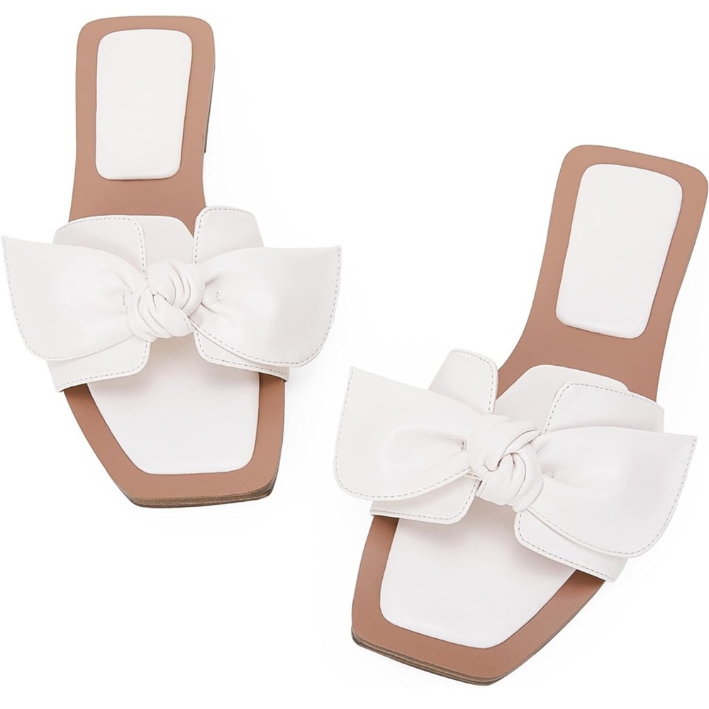 White bow sandals